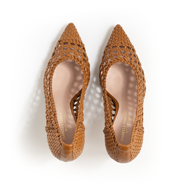 Classic décolleté in ochre suede and matching lining with 70 mm stiletto heel