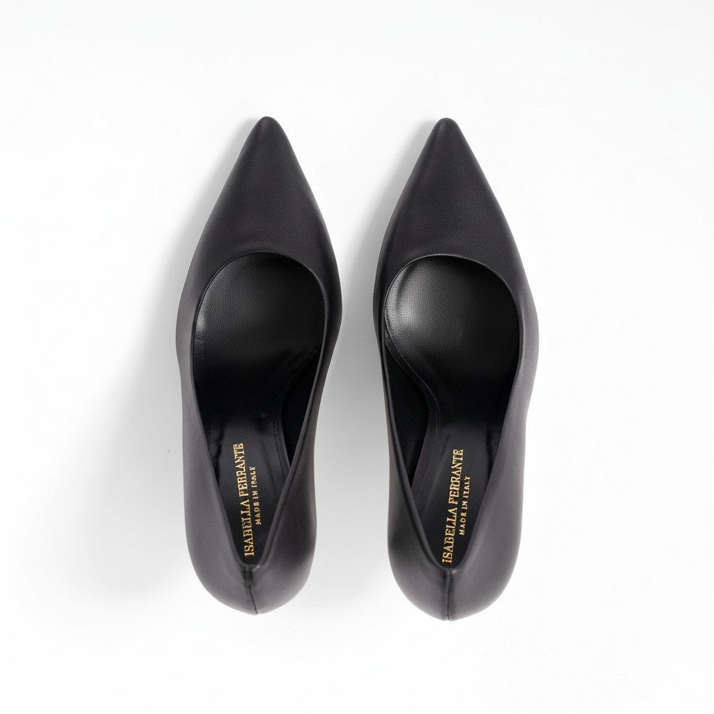 Décolleté Partenope Nappa Nero, rocchetto 90mm
