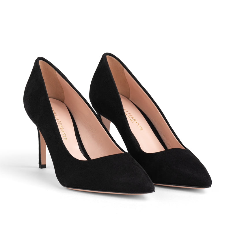 Décolleté Camoscio Nero, stiletto 70mm