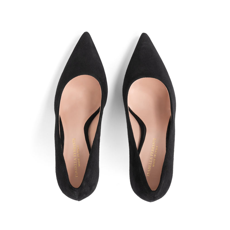 Décolleté Camoscio Nero, stiletto 70mm