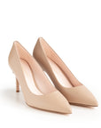 Nudefarbener Pumps aus Nappaleder mit rosa Futter und 100 mm Stilettoabsatz