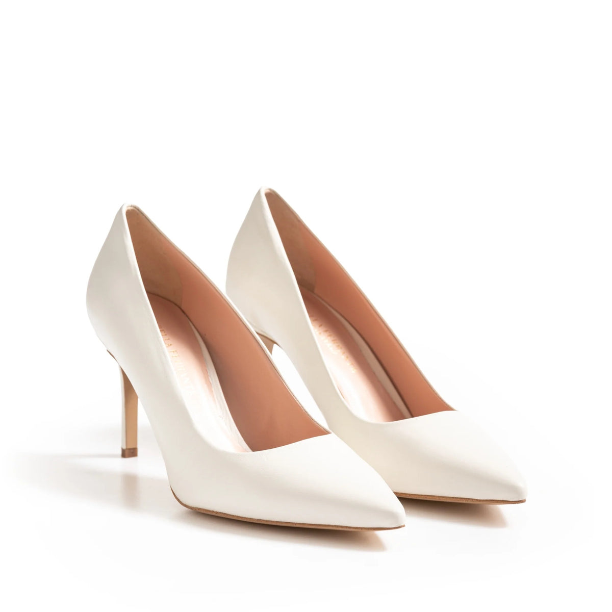 Décolleté Isabella Ferrante Chiaia in nappa off white con tacco a stiletto da 70 mm e punta sfilata, vista alternativa