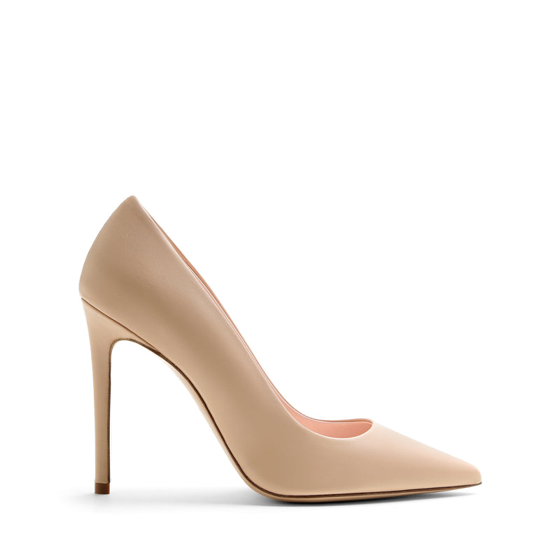 Classic décolleté in ochre suede and matching lining with 70 mm stiletto heel