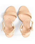Ballerina mit himmelblauem Satinriemen, Futter in Fondant, spitzer Zehenkappe, 2cm Absatz
