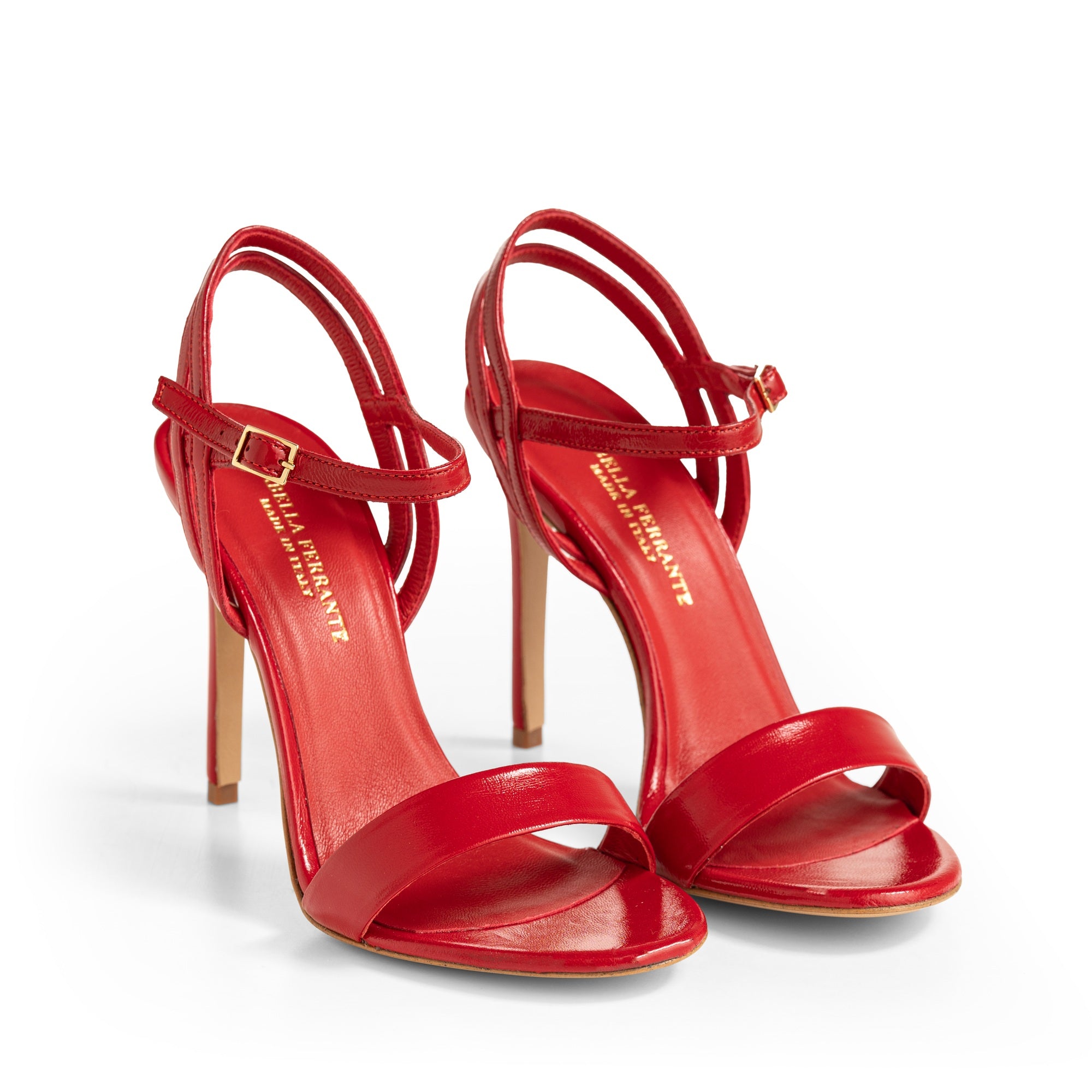 Ballerina with sky satin strap, fudge lining, pointed toe, 2cm heel