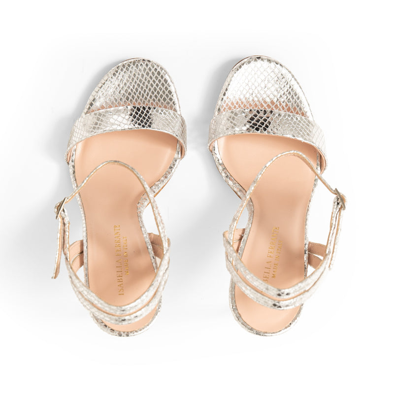 Sandalo Viper Mirror Argento, stiletto 100mm