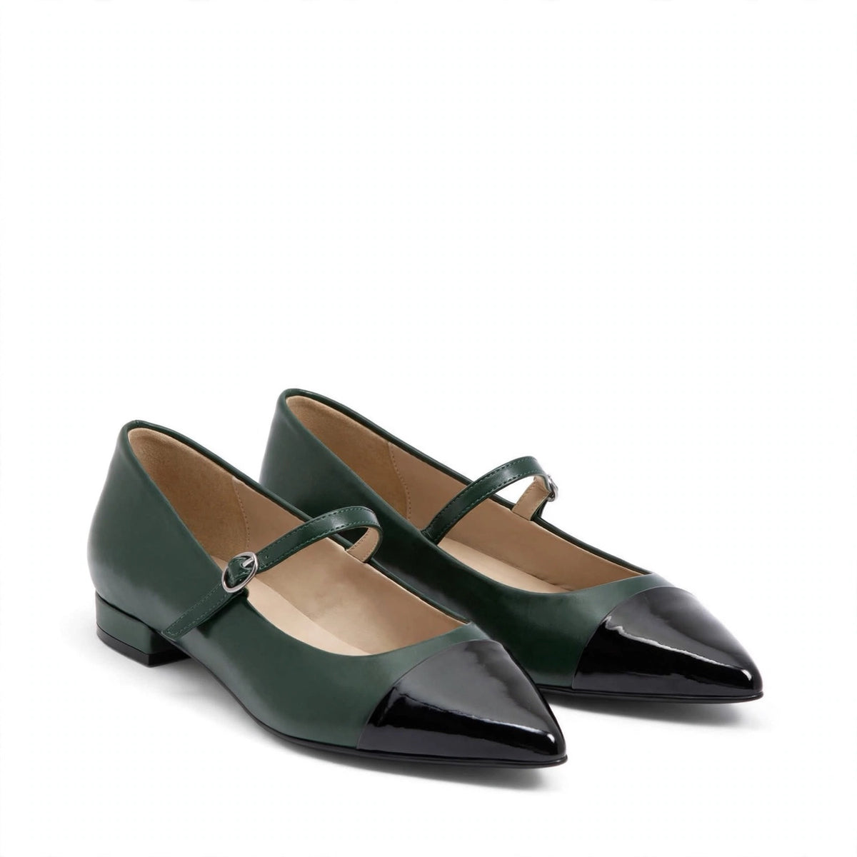 Ballerina piatta Mergellina bicolore verde e nero, foto 2 di 3