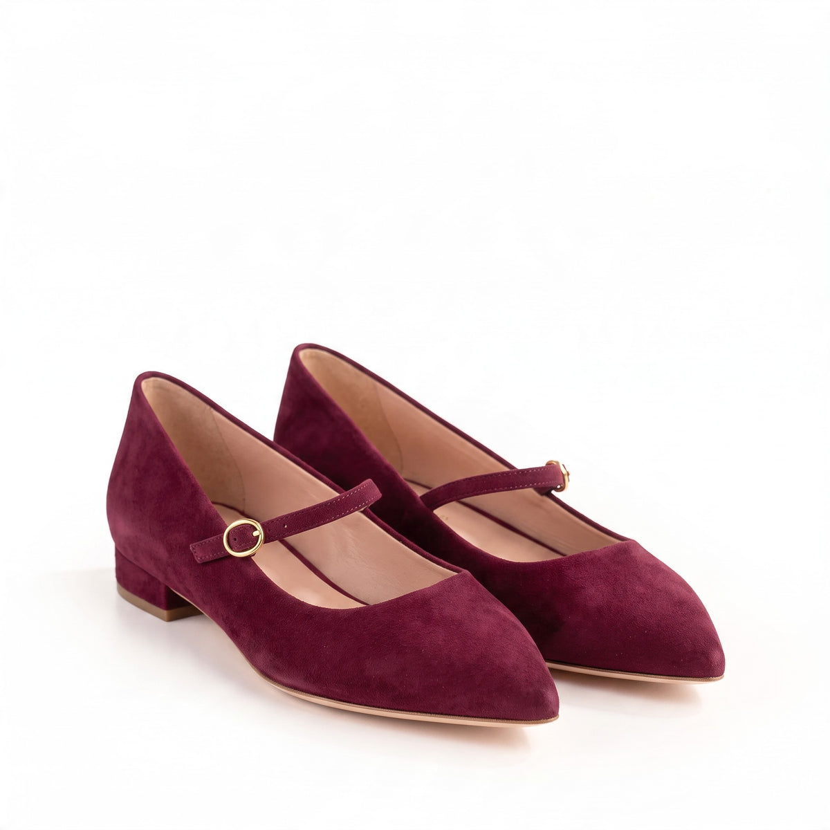 Ballerina Mergellina in camoscio bordeaux, ballerina piatta, foto 2 di 3