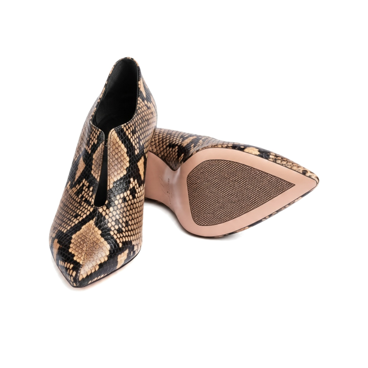 Décolleté Accollata Chiaia in pitone sabbia, tacco stiletto 70 mm, foto 3 di 3