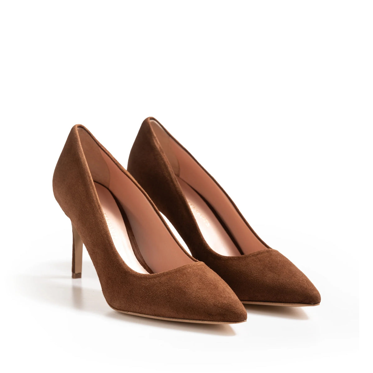 Décolleté Chiaia in camoscio chocolate, tacco stiletto 70 mm, foto 2 di 3