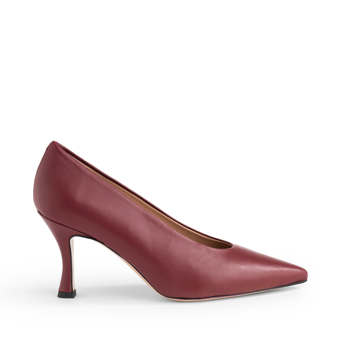 Décolleté Chiaia in nappa bordò, tacco rocchetto 70 mm, Isabella Ferrante