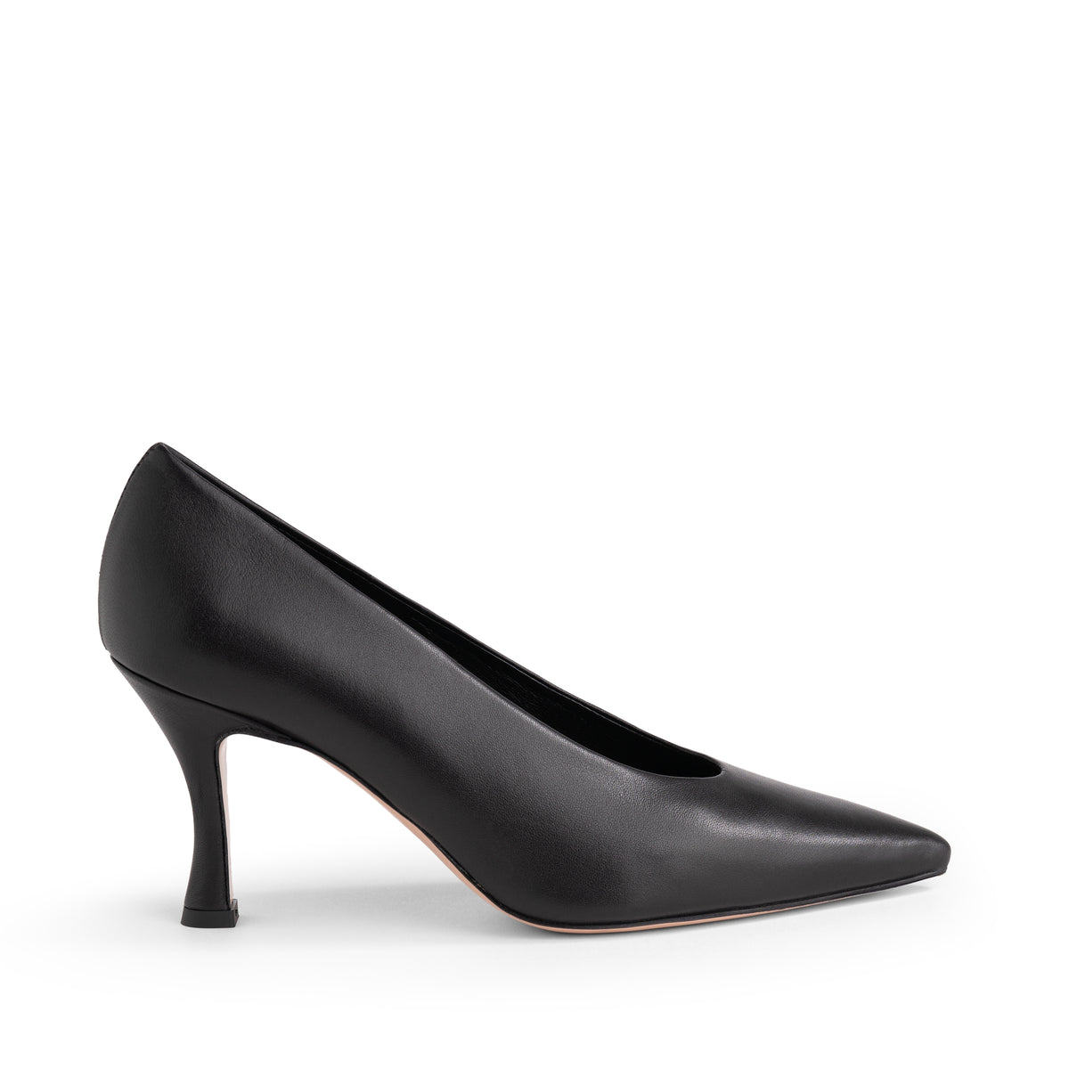 Décolleté Chiaia in nappa nera, tacco rocchetto 70 mm, Isabella Ferrante