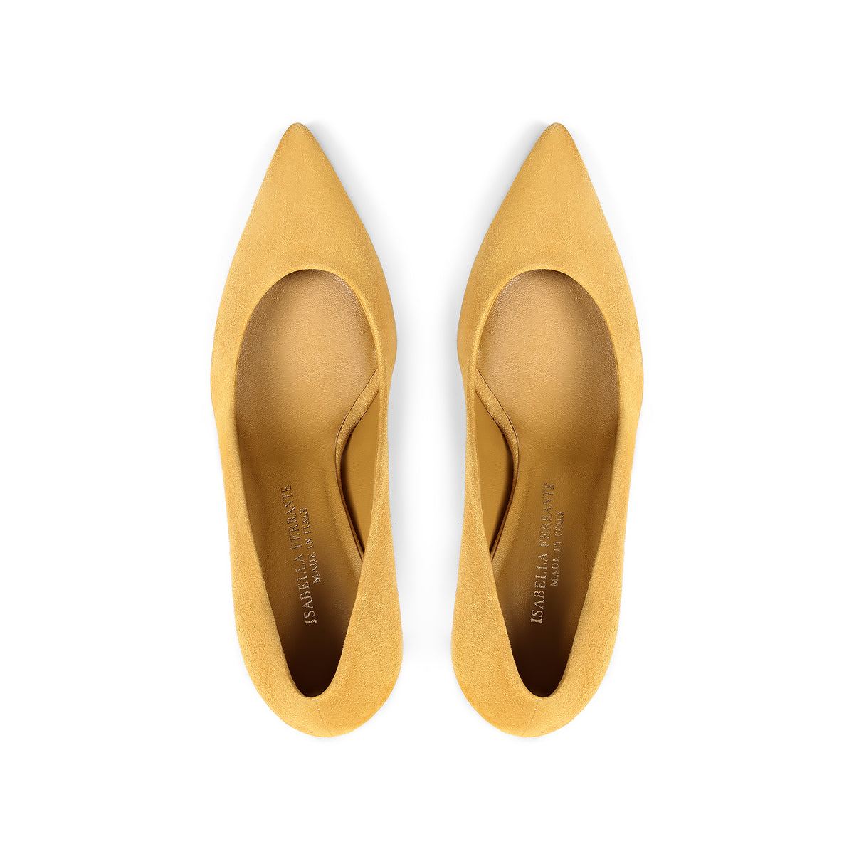 Décolleté Chiaia in camoscio ocra, tacco stiletto 70 mm, foto 3 di 5