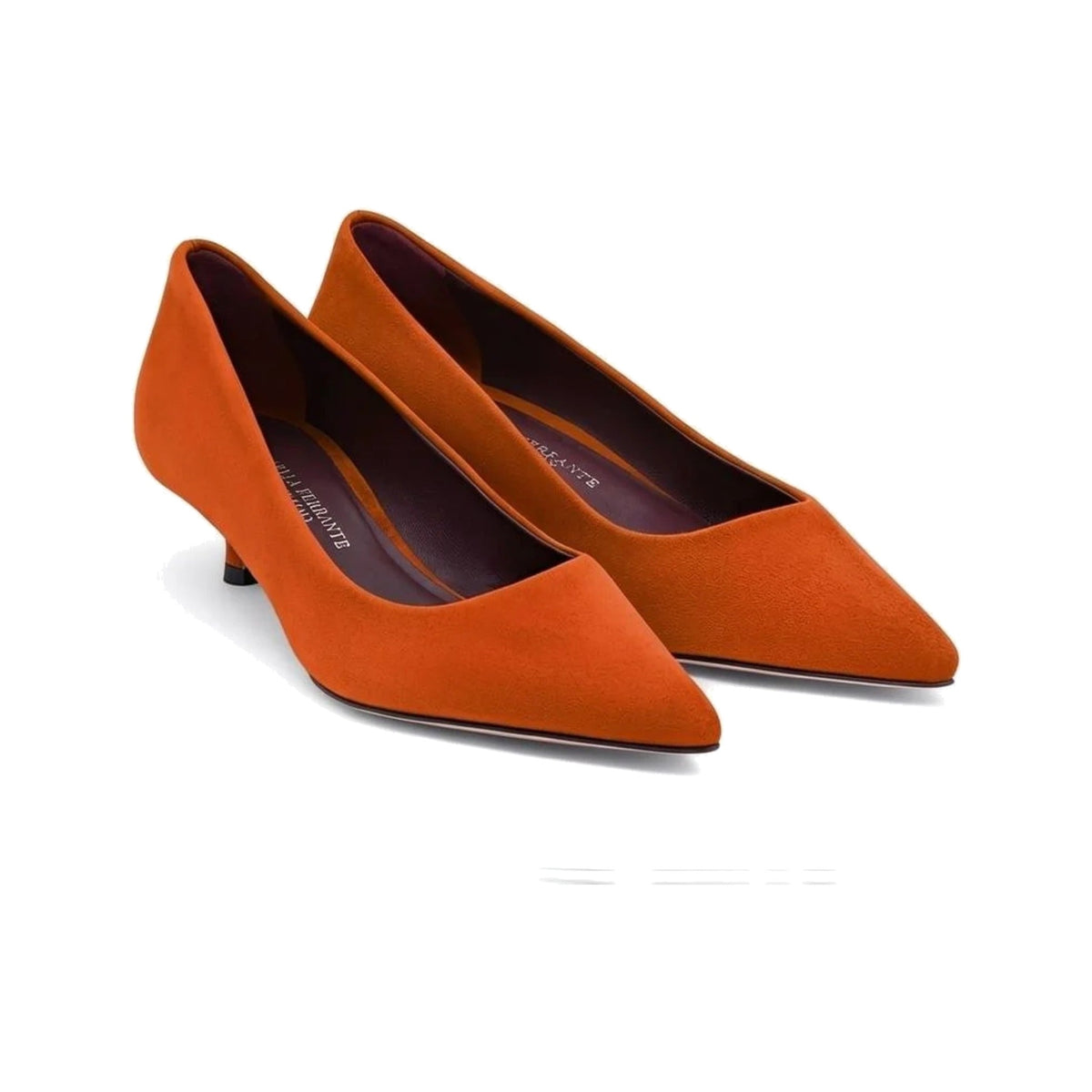 Décolleté Isabella Ferrante Petraio in camoscio mattone con tacco a stiletto da 30 mm e punta sfilata, vista alternativa