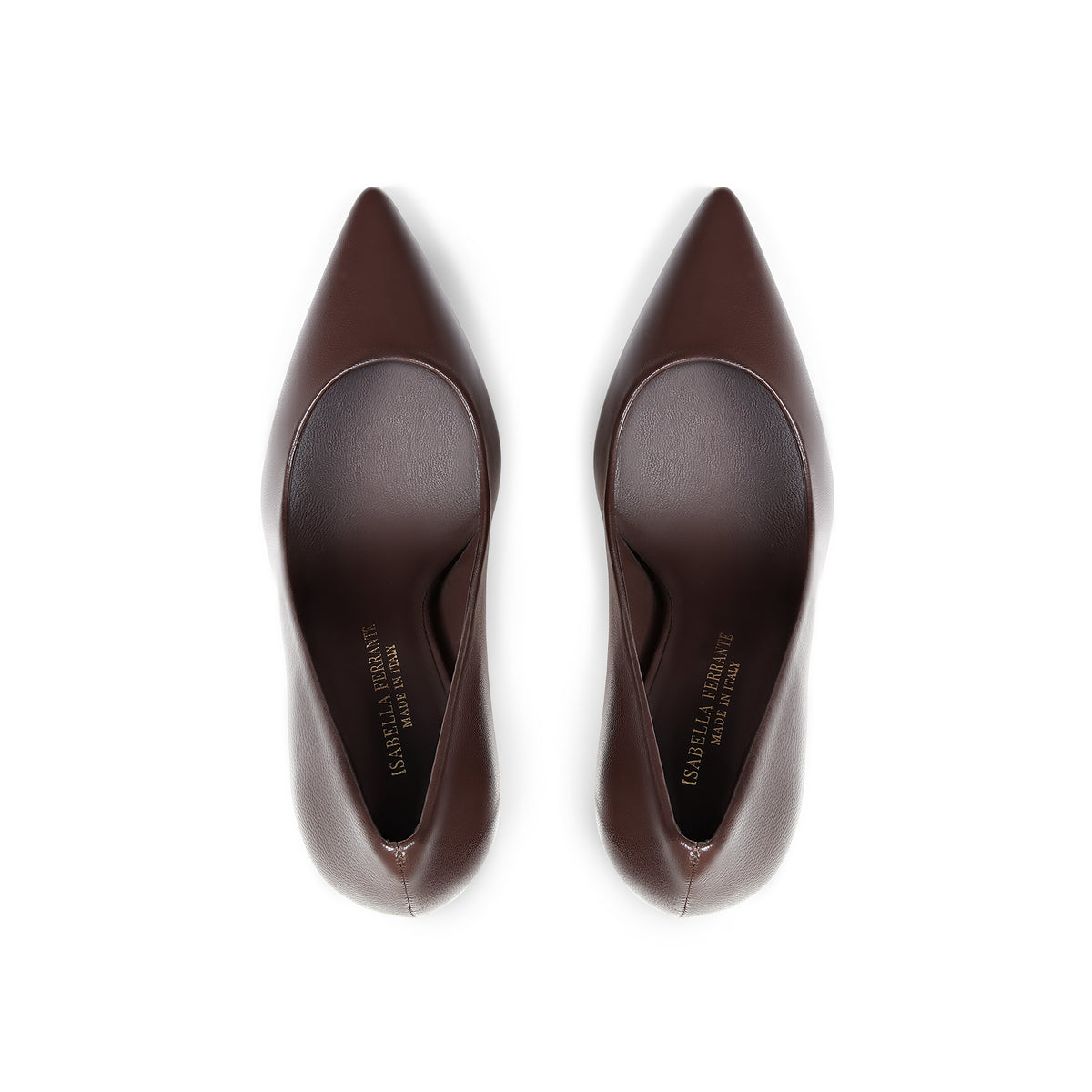 Décolleté Caracciolo in nappa moka, tacco stiletto 100 mm, foto 3 di 3