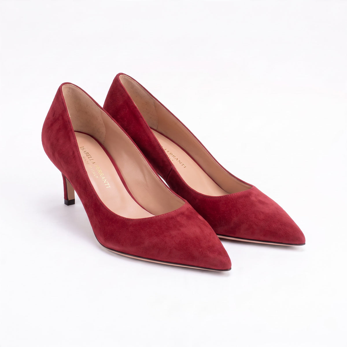 Décolleté Petraio in camoscio bordeaux, tacco stiletto 55 mm, foto 2 di 3