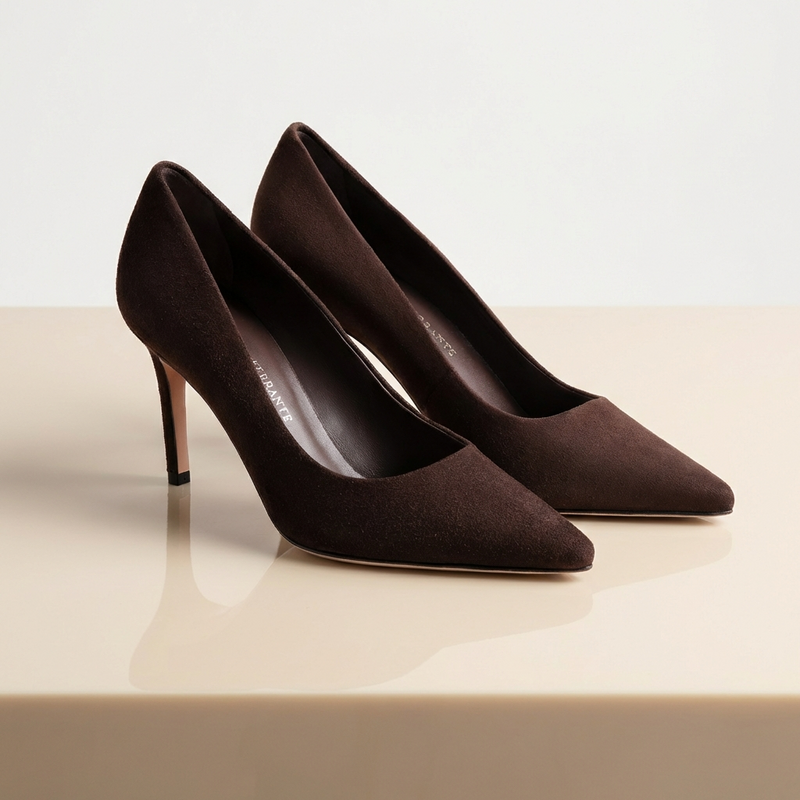 Décolleté Camoscio Moka, stiletto 70mm