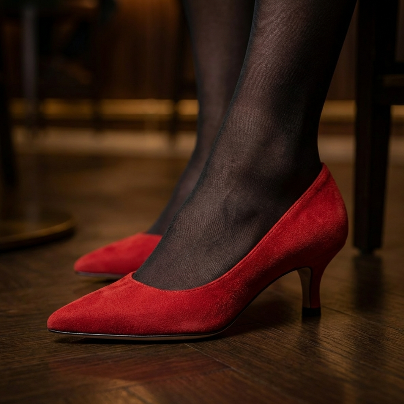 Décolleté Camoscio Rosso, stiletto 30mm