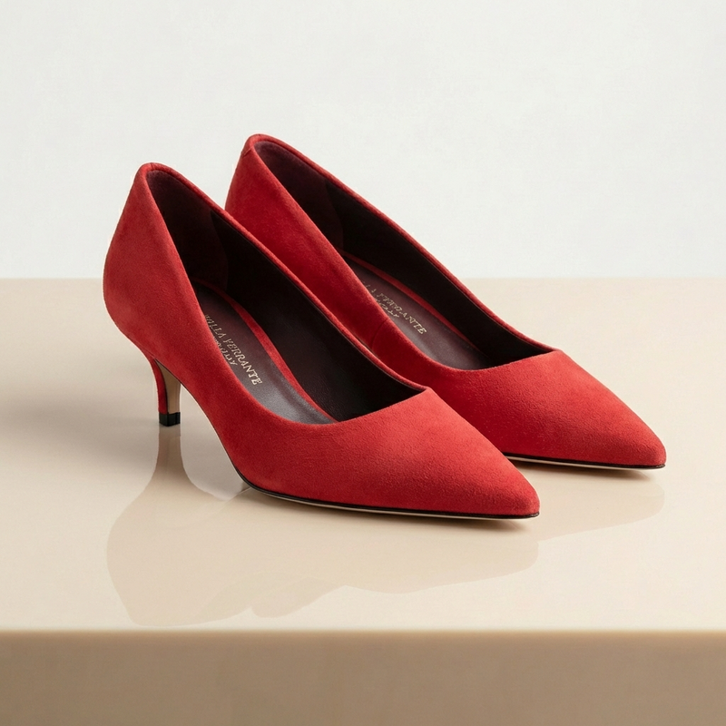 Décolleté Camoscio Rosso, stiletto 30mm