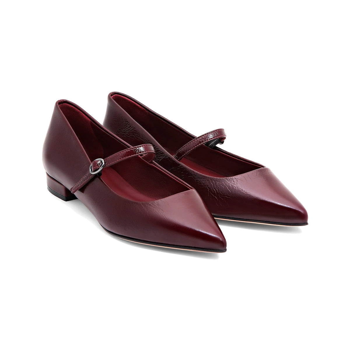 Ballerina Mergellina in nappa lucida bordeaux, ballerina piatta, foto 3 di 4