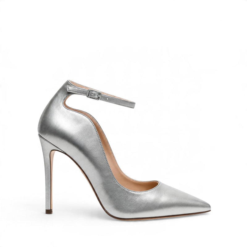 Décolleté Caracciolo Laminata Argento Cinturino, stiletto 100mm