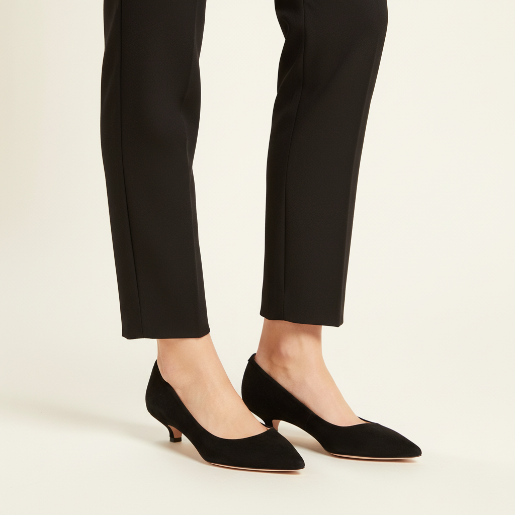 Décolleté Isabella Ferrante Petraio in camoscio nero con tacco a stiletto da 30 mm e punta sfilata