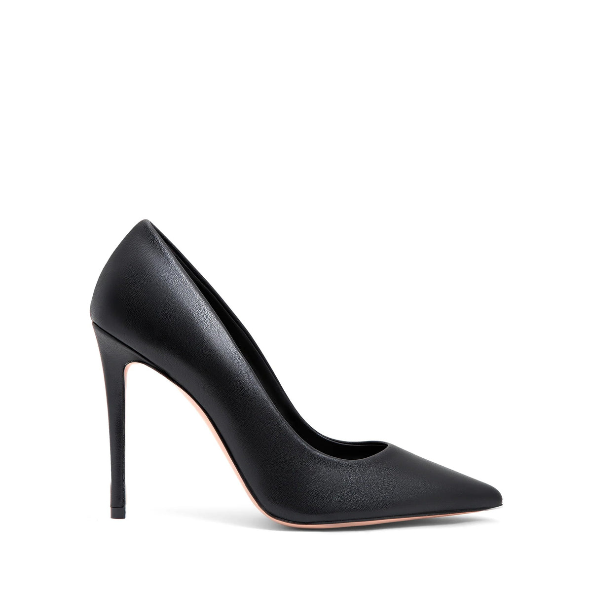 Décolleté Isabella Ferrante Caracciolo in pelle nappa nera con tacco a stiletto da 100mm e punta sfilata