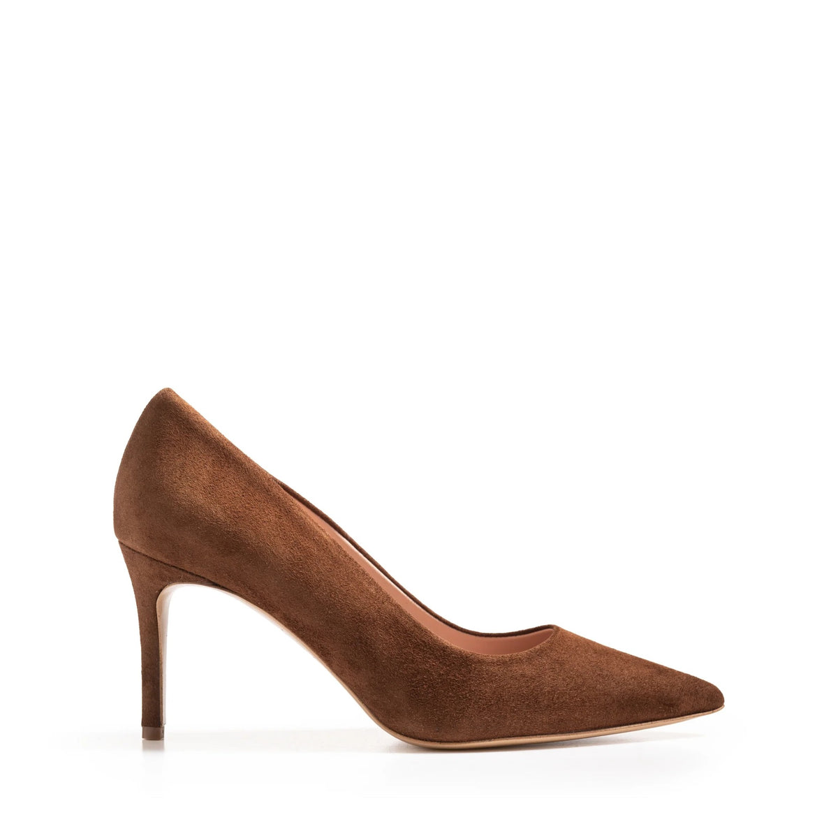 Décolleté Chiaia in camoscio chocolate, tacco stiletto 70 mm, Isabella Ferrante