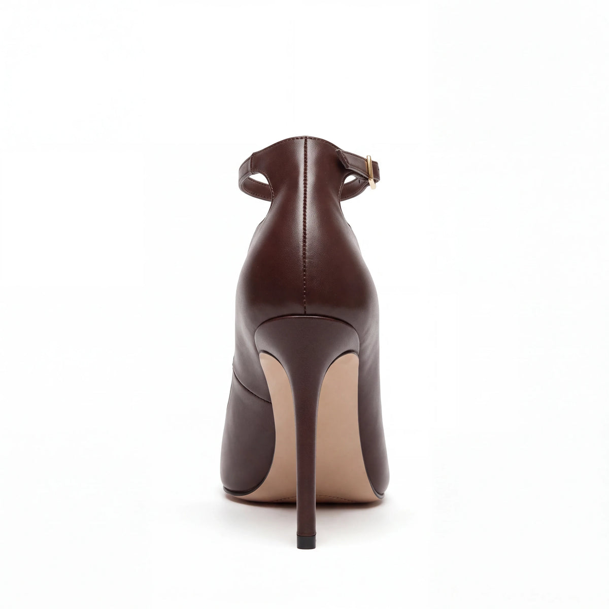 Décolleté Isabella Ferrante Caracciolo in nappa color olmo con cinturino alla caviglia e tacco a stiletto da 100mm