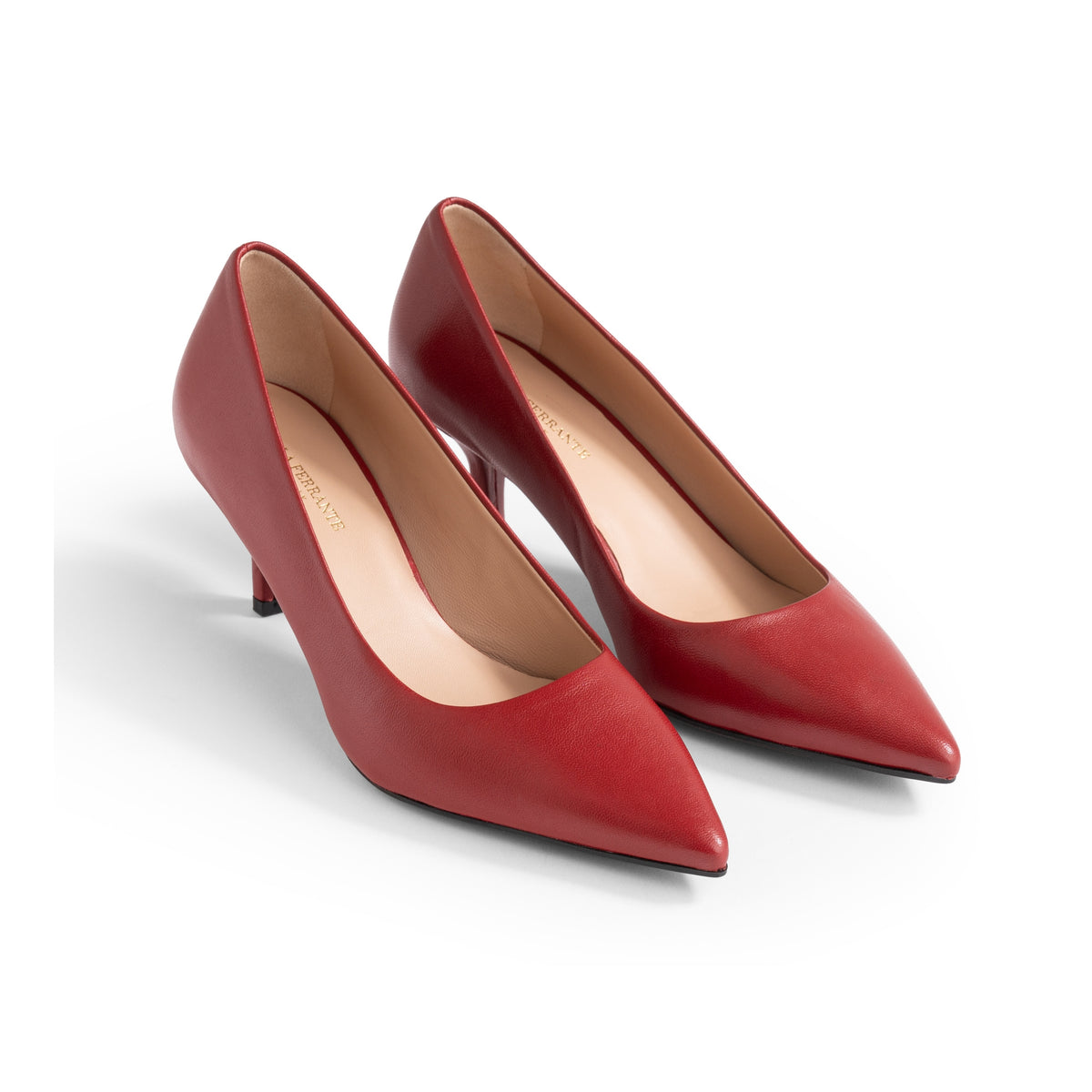 Coppia di décolleté Isabella Ferrante Petraio in nappa brick, scollatura classica e tacco a stiletto 55 mm