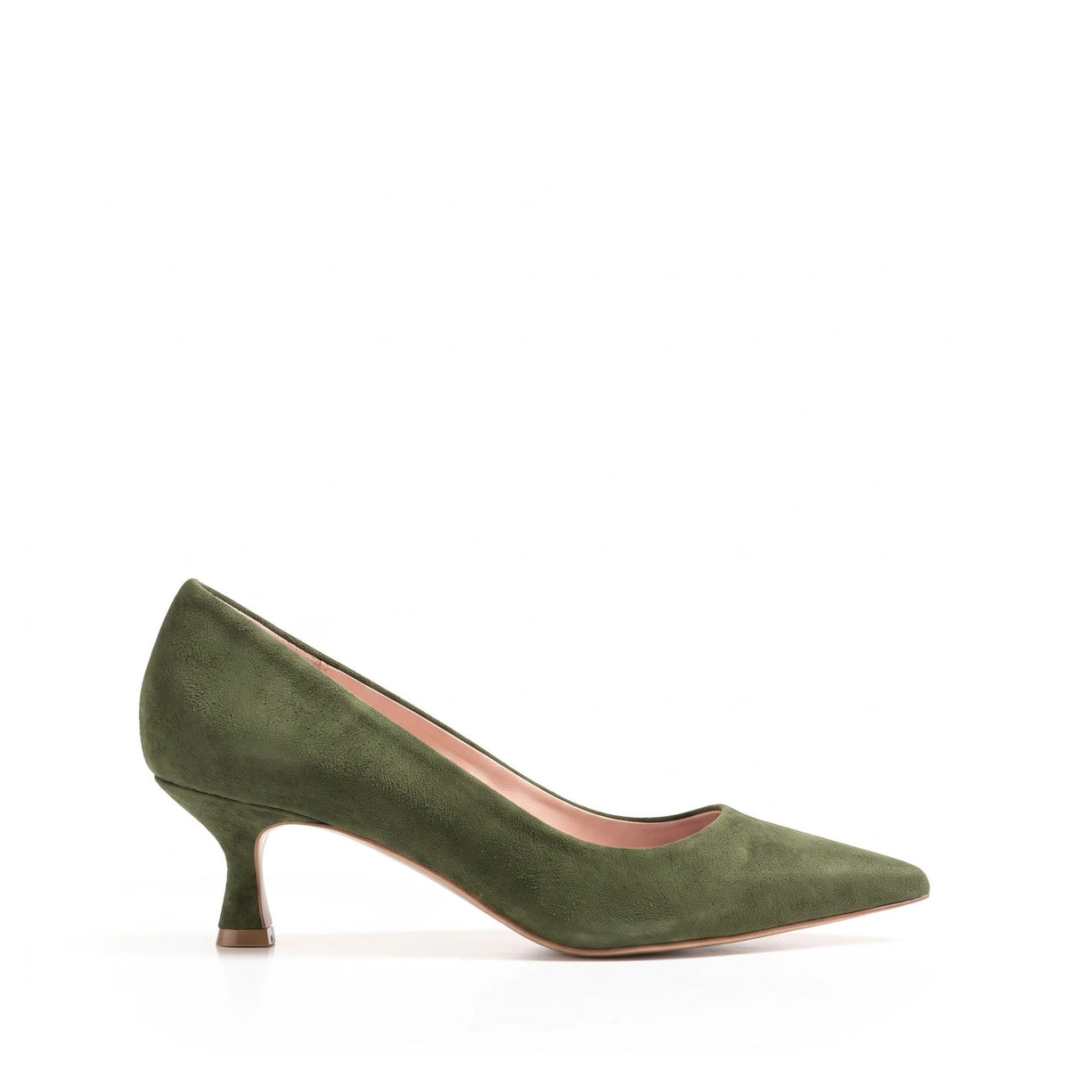 Décolleté Petraio Sfoderata in camoscio verde, tacco rocchetto 55 mm, Isabella Ferrante