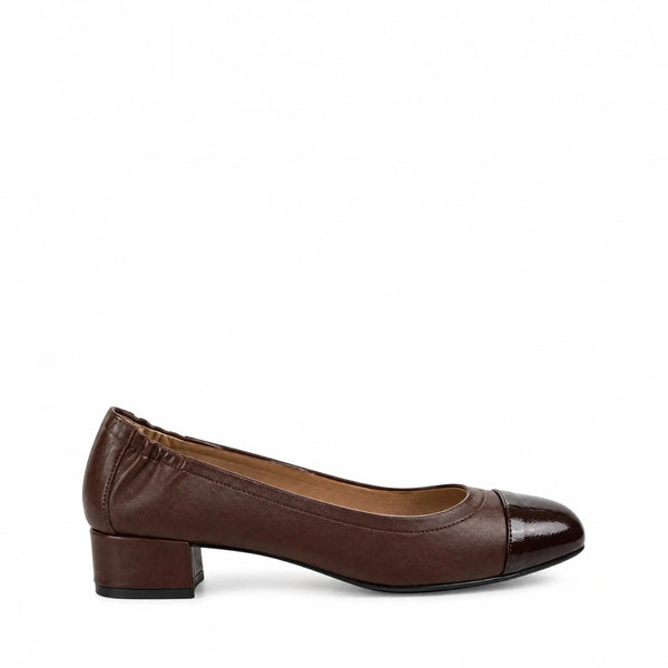 Décolleté Petraio Vernice Bordò e Nappa Moro, blocco 30mm