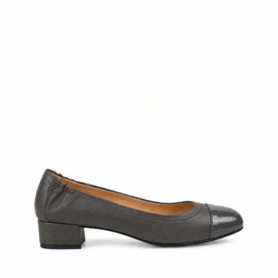 Décolleté Petraio Vernice e Nappa Grigio Ardesia, blocco 30mm