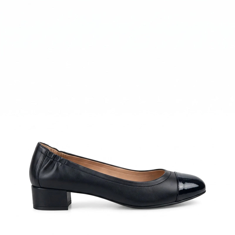 Décolleté Petraio Vernice e Nappa Nera, blocco 30mm