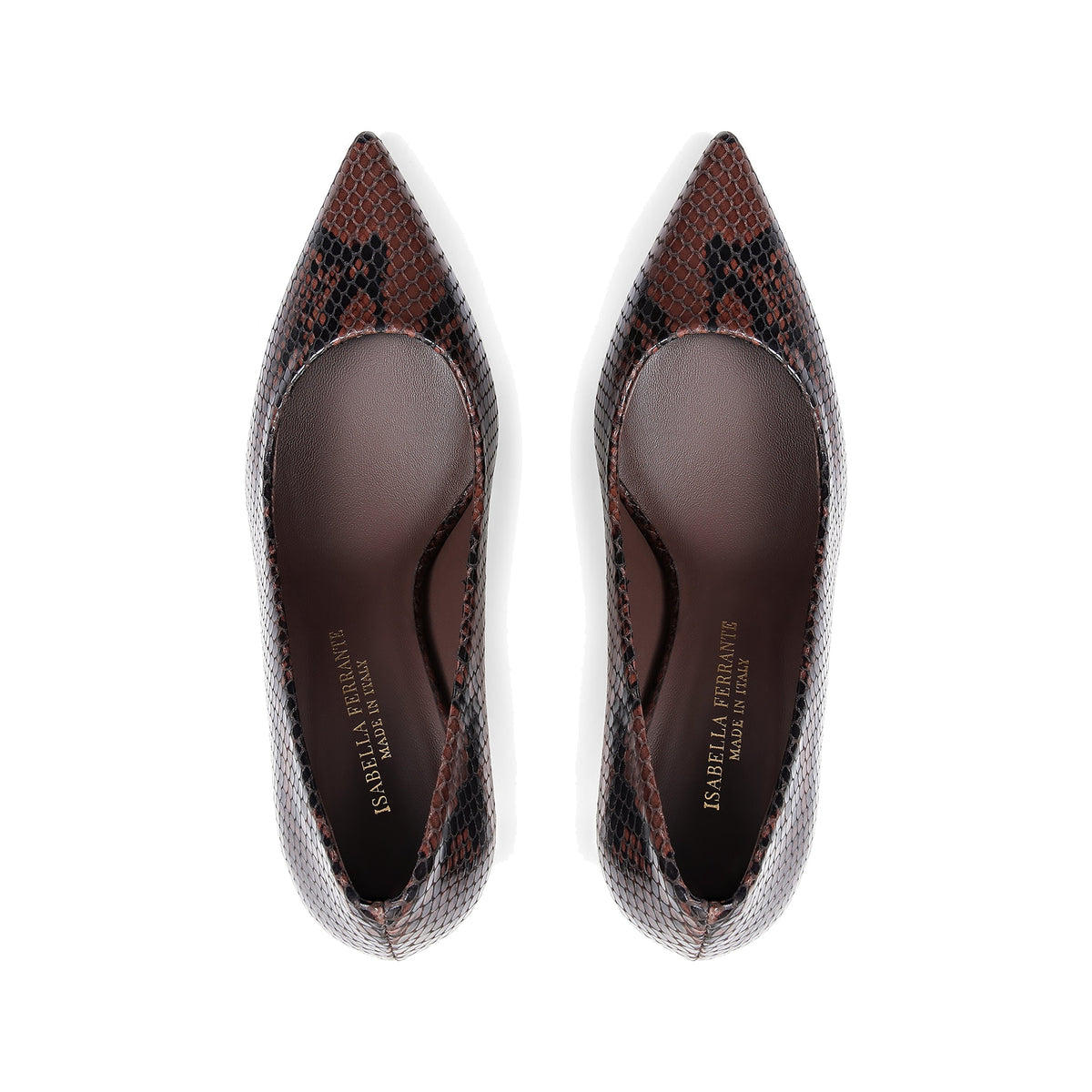 Décolleté Chiaia in pitone moro, tacco stiletto 70 mm, foto 4 di 4