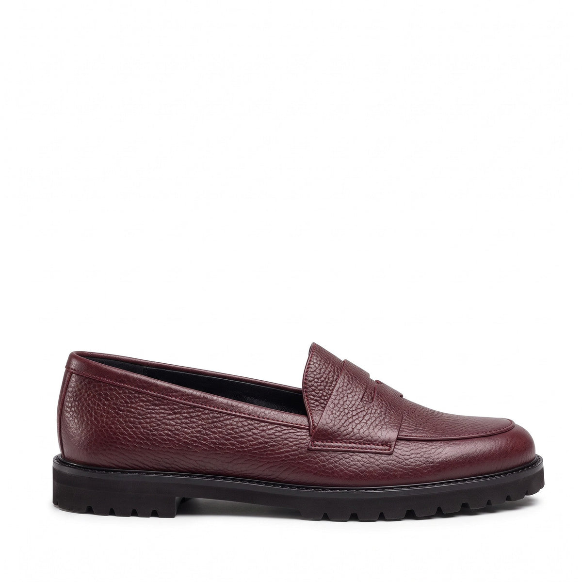 Mocassino Isabella Ferrante Riviera in pelle bottalata bordeaux con suola tassellata ultra leggera e punta tonda