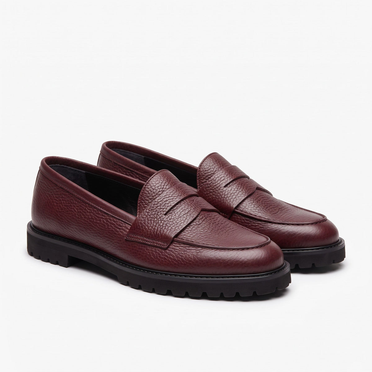 Mocassino Isabella Ferrante Riviera in nappa bottalata bordeaux con suola tassellata ultra leggera e punta tonda