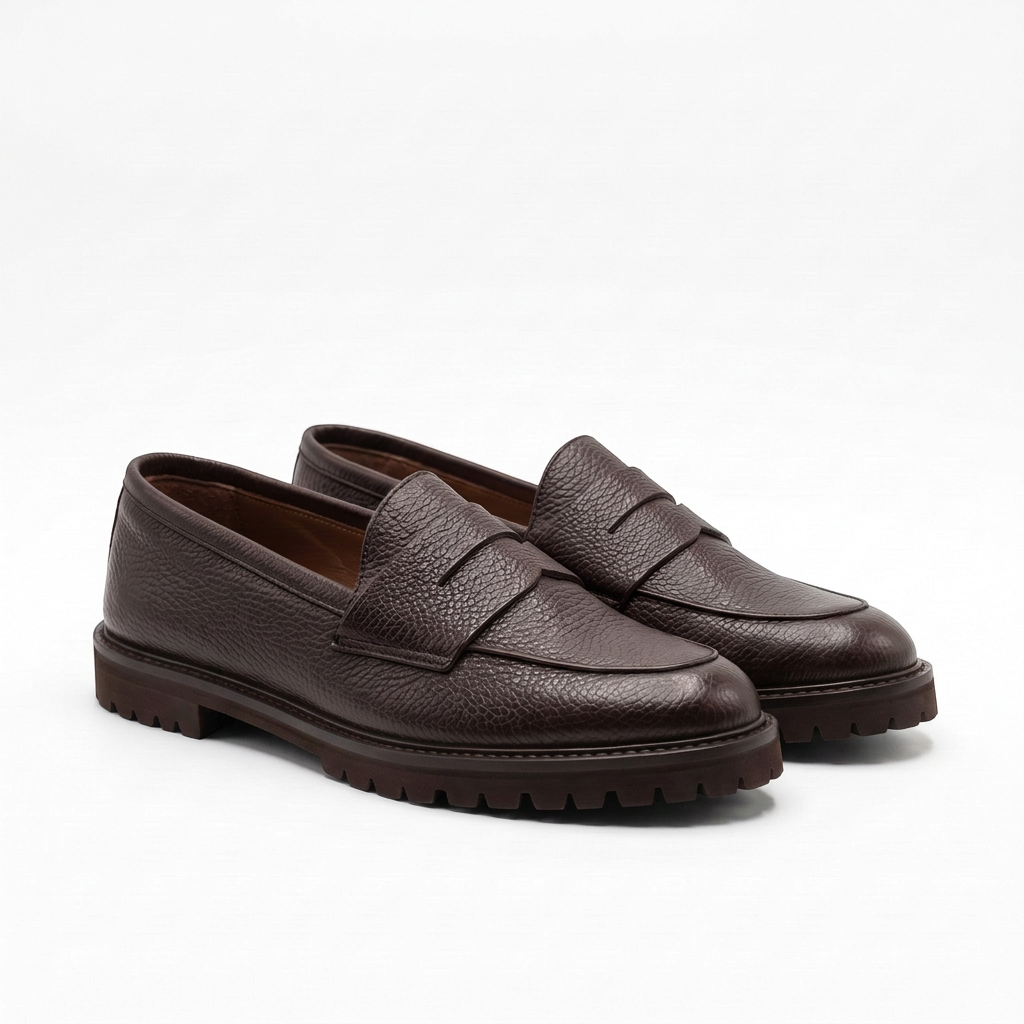 Mocassino Isabella Ferrante Riviera in pelle martellata color moro con suola tassellata ultra leggera e punta tonda