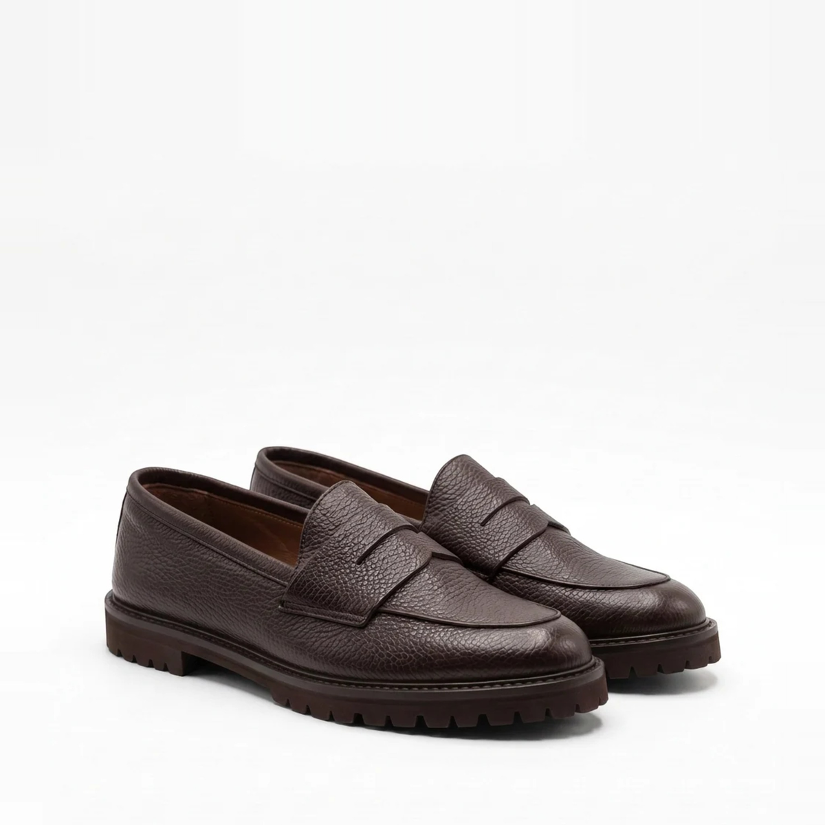 Mocassino Isabella Ferrante Riviera in pelle martellata color moro con suola tassellata ultra leggera e punta tonda