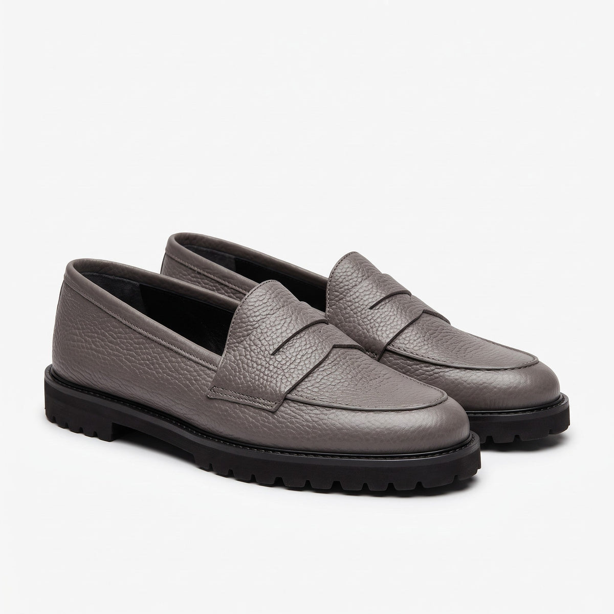 Mocassino Isabella Ferrante Riviera in pelle bottalata grigio grafite con suola tassellata ultra leggera