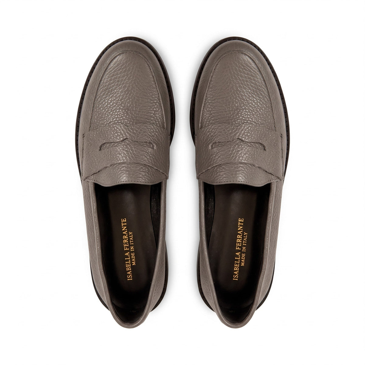 Mocassino Isabella Ferrante Riviera in nappa bottalata grigio grafite con suola ultra leggera e punta tonda