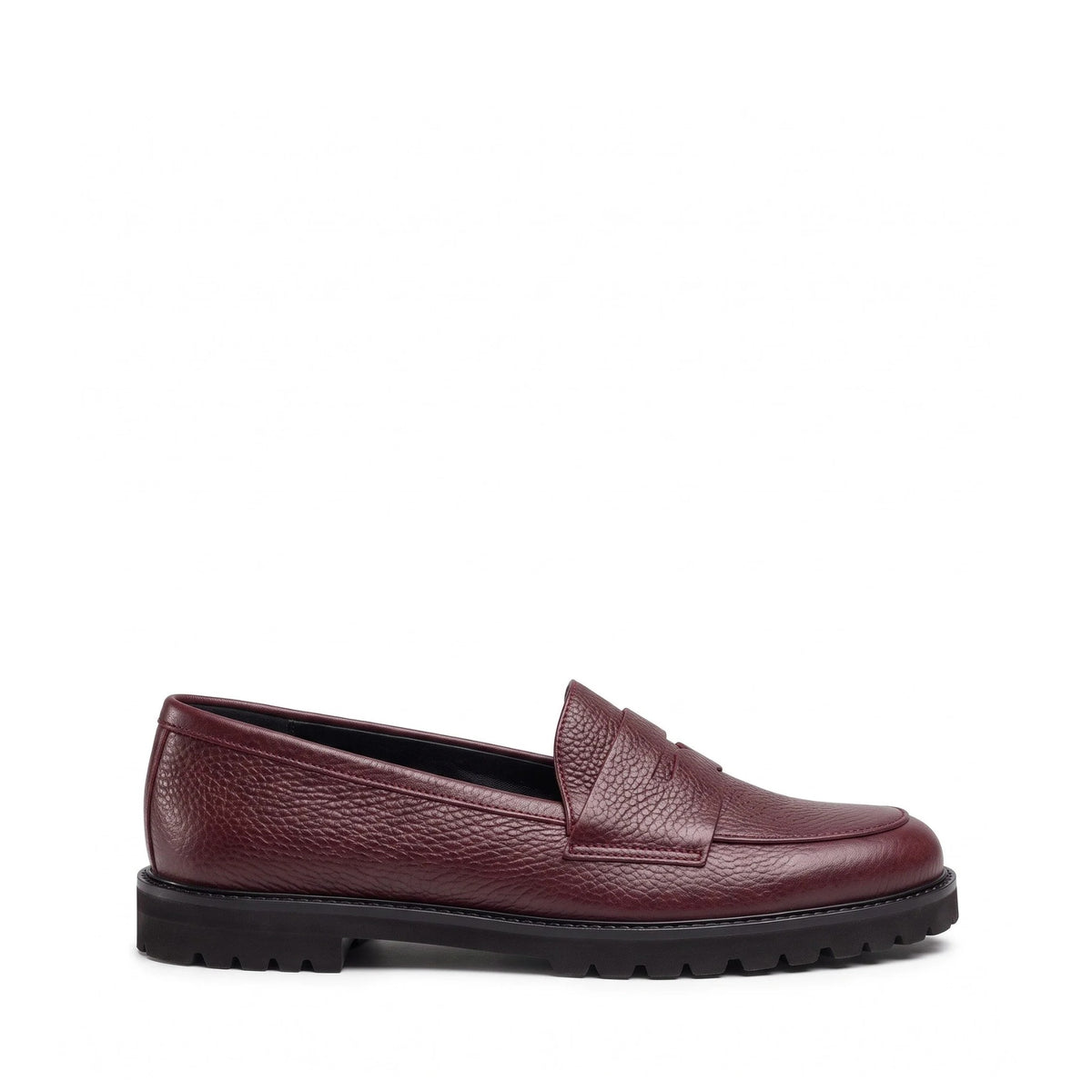Mocassino Isabella Ferrante Riviera in pelle bottalata bordeaux con suola tassellata ultra leggera e punta tonda