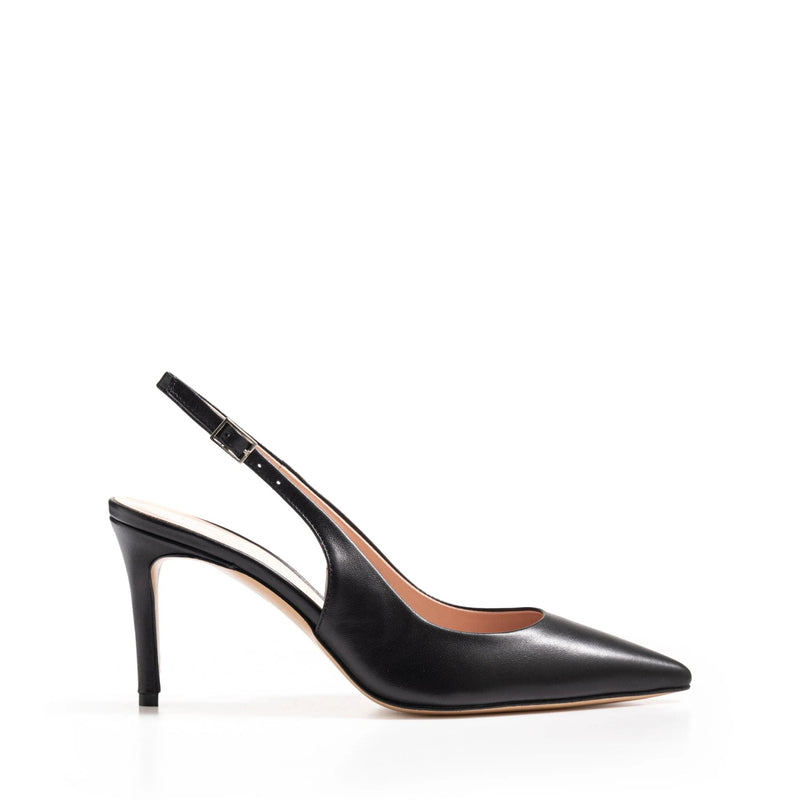 Slingback Posillipo Nappa Nera Fodera Rosa, stiletto 70mm