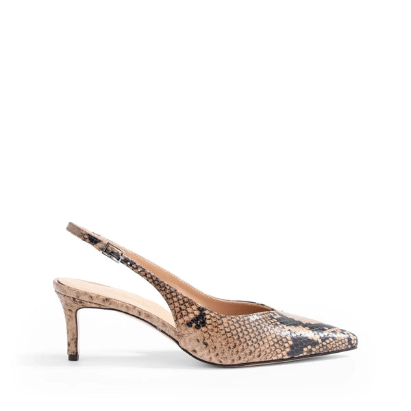 Slingback Posillipo Pitone Fango, stiletto 55mm