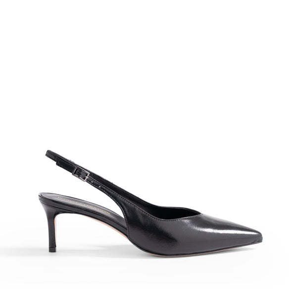 Slingback Posillipo Vernice Nera, stiletto 55mm