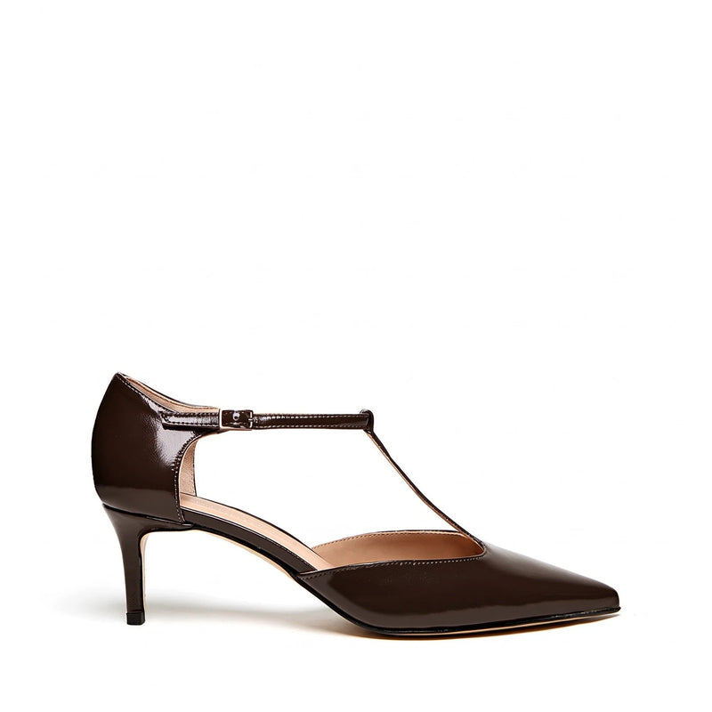 T-bar Petraio Vernice Cacao, stiletto 50mm