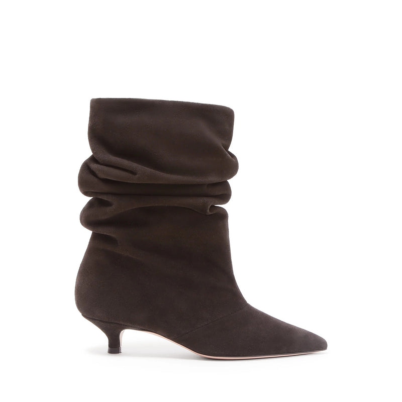 Tronchetto Spaccanapoli Camoscio Carbone, stiletto 30mm