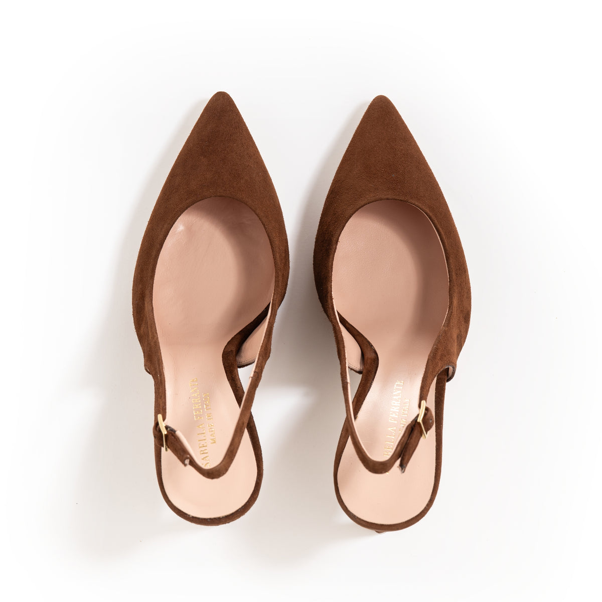 Slingback Posillipo in camoscio cacao, tacco stiletto 70 mm, foto 3 di 3