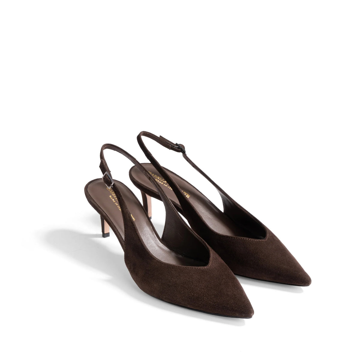 Slingback Posillipo in camoscio moro, tacco stiletto 55 mm, foto 2 di 4