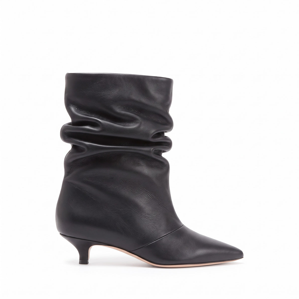 Tronchetto Spaccanapoli in pelle guanto nero, tacco stiletto 30 mm, Isabella Ferrante